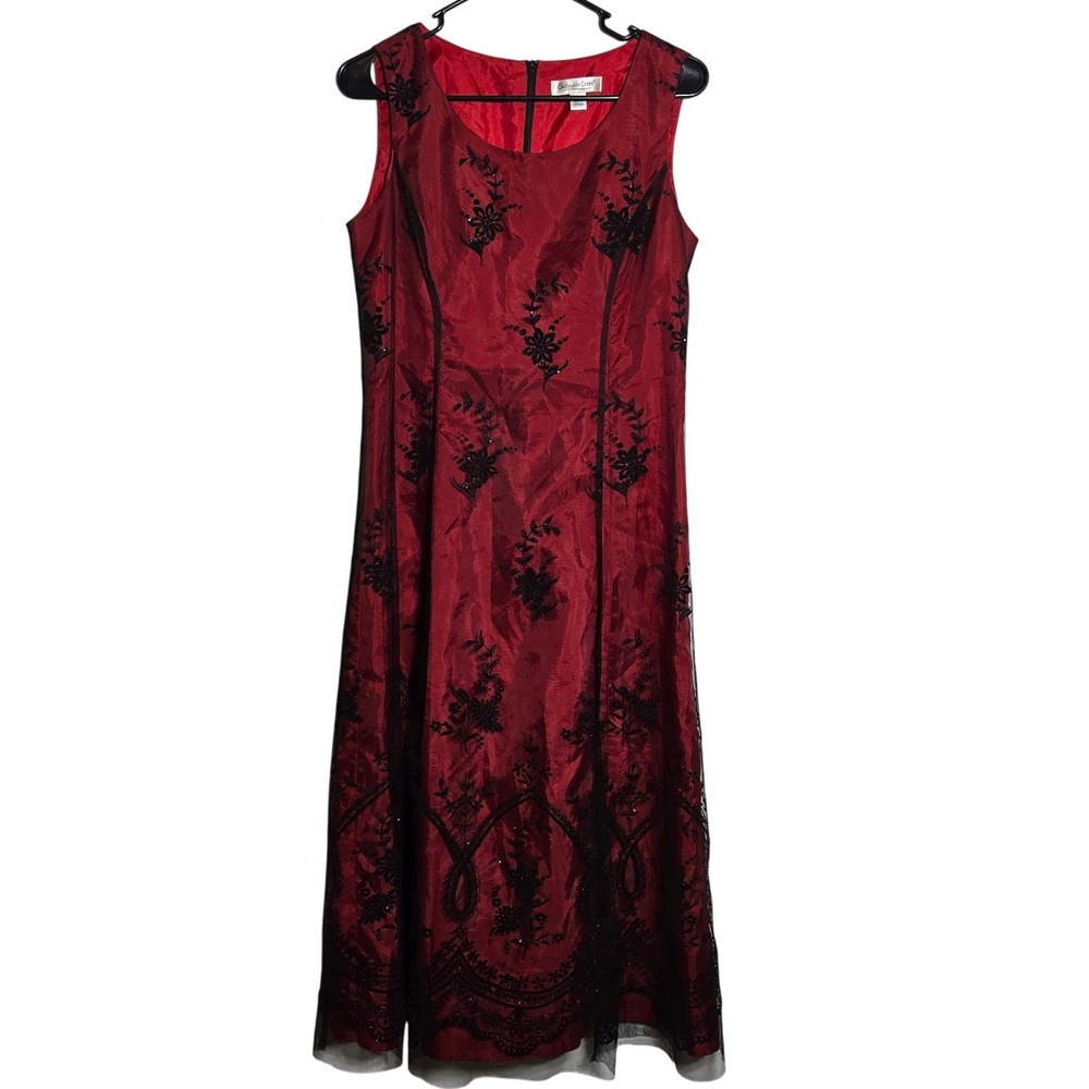 Coldwater Creek Burnout Mesh Floral Dress 8P Petite Whimsigoth Vamp Goth Witch